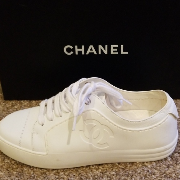 Chanel white tennis shoes Clearance